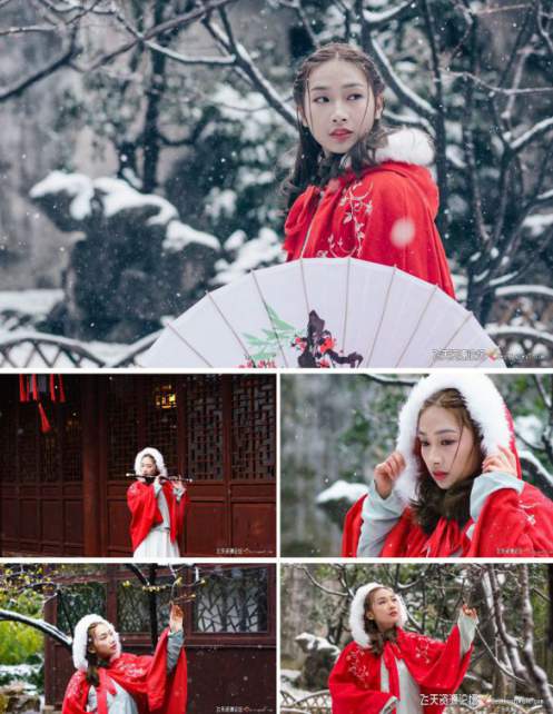 摄影RAW原图下载-古装美女雪景人像照5P-RAW下载，另附调色XMP