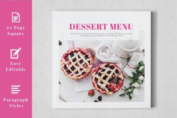 indesign查看字体-indesign排版模板20种独特布局页面的蛋糕甜品菜单画册设计