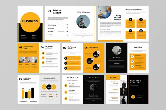 indesign官方-indesign排版模板25页A4尺寸的商业业务项目提案图册设计