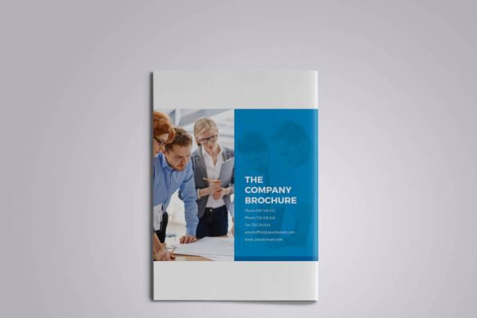 indesign介绍-indesign排版模板现代简约蓝色风格16个页面公司业务手册设