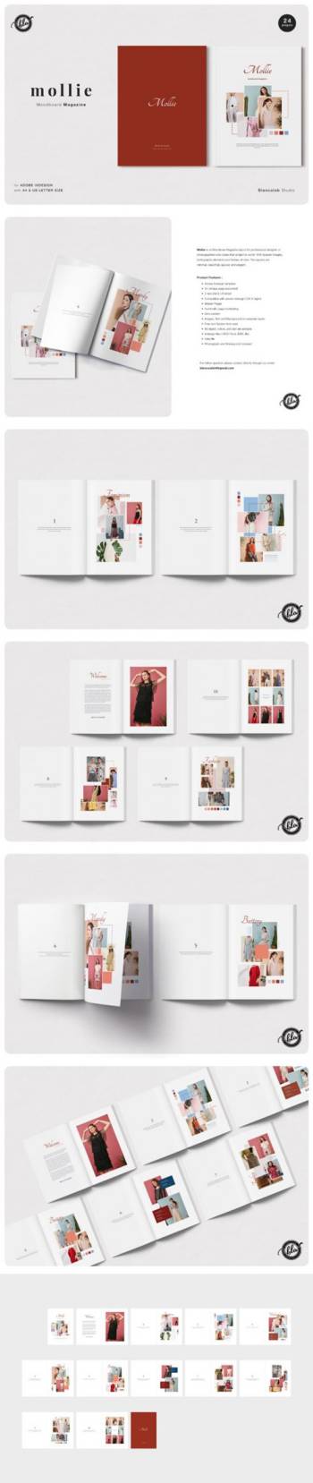 indesign 编程-indesign排版模板极简时尚风格情绪板杂志设计板