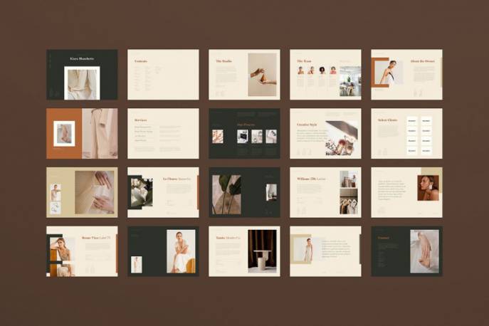 indesign字体下载-indesign排版模板优雅时尚高端简约多用途的高品质品牌手册画