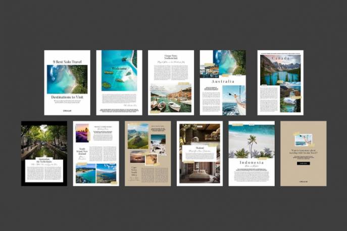 indesign教学-indesign排版模板拼贴风格设计旅行杂志画册