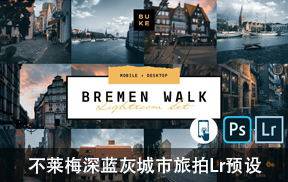 lr预设漫步布莱梅旅拍深色蓝灰色调LR预设 BukeShop Bremen Walk