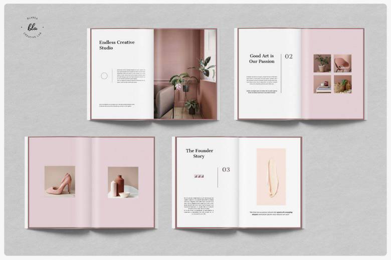 indesign导出字体-indesign排版模板粉色主题品牌和商业的提案 商业计划书设计