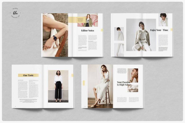 indesign手册下载-indesign排版模板24个自定义A4页面HANSLEY女性时