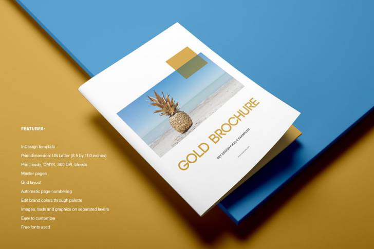 开发indesign插件-indesign排版模板完全可编辑的时尚金色主题企业杂志画册