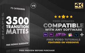4K视频素材：3500个多类型遮罩蒙板转场过渡动画
