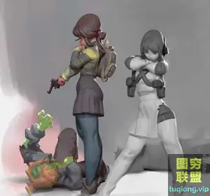 超精细游戏卡通女性线稿绘画流程教程 PhotoShop 色彩光影学习