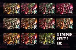 [风光预设-lut/lr预设]10个酷炫的夜景城市LR滤镜预设 10 Cyberpunk Lightroom Presets LUTs