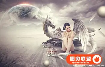 科幻场景壁纸合成PS教程-Fallen Angel