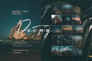 [人文旅行-lr预设]电影氛围穆蓝胶片风人文预设情绪预设BukeShop Deepy Moody Teal Lightroom xmp Presets