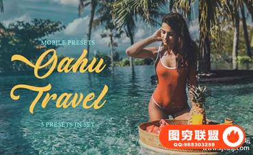 瓦胡岛旅拍电影胶片LR预设APP预设MV短视频/PR/PS/AE/FCPX/LUT预设