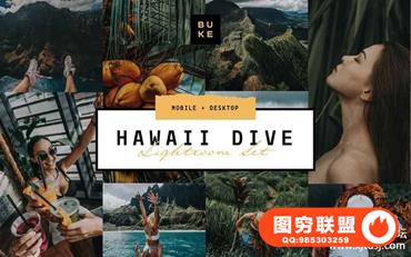 夏威夷旅拍电影胶片LR预设+手机APP滤镜Hawaii Tropical Lightroom