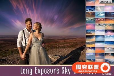 54款影楼后期长曝光天空云彩叠加合成素材 Long Exposure Sky Overlays