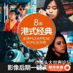 LR预设王家卫港风胶片复古调色滤镜支持PR/PS/FCPX/达芬奇/AE/LUT