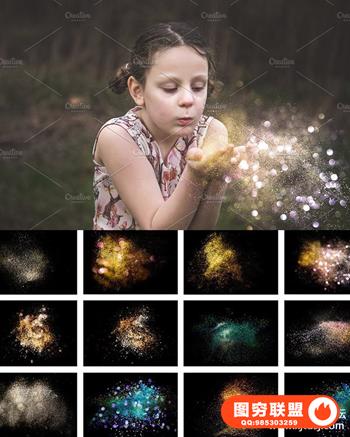 高清散景光斑金色闪光粉尘叠加合成素材