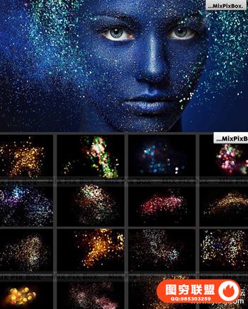 60张高清魔幻闪光银河星光七彩粉尘高清叠加合成前景素材