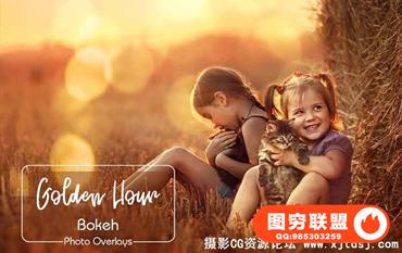 30组金色虚化散景光斑叠加合成前景素材