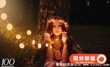 100张高清金色粉尘沙粒微尘合成叠加背景素材