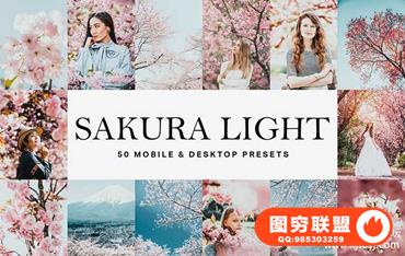 INS风格日系樱花粉色调胶片LR预设+LUT预设/PS/PR/AE/FCPX预设