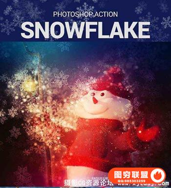 圣诞雪花PS动作 Snowflake Effects Photoshop Action（附教程）