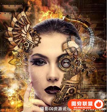 蒸汽朋克艺术PS动作工具包 Steampunk Art Kit PS Action(附教程)