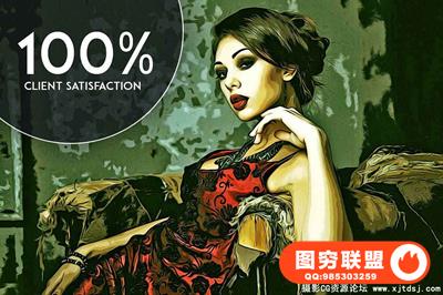 油漆人像绘画PS动作 Beautiful Oil Paint Action(附视频教程)