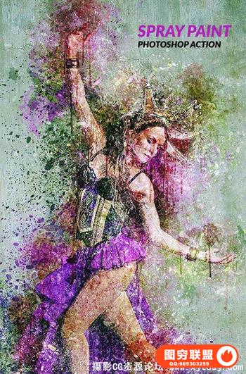 油漆水彩喷溅动作 Spray Paint Photoshop Action 附视频教程