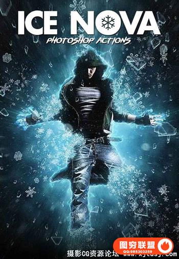 雪花冰块飞溅PS动作 Ice Nova - Photoshop Action（附教程）