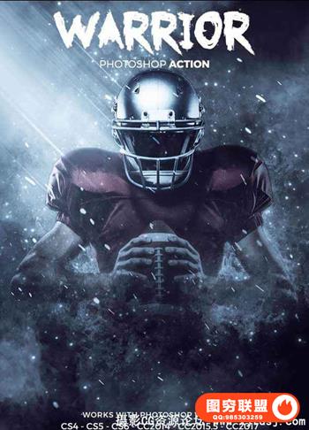 战争电影海报PS动作 Warrior Photoshop Action