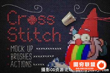 针织品十字绣PS特效动作 Cross Stitch Photoshop Action