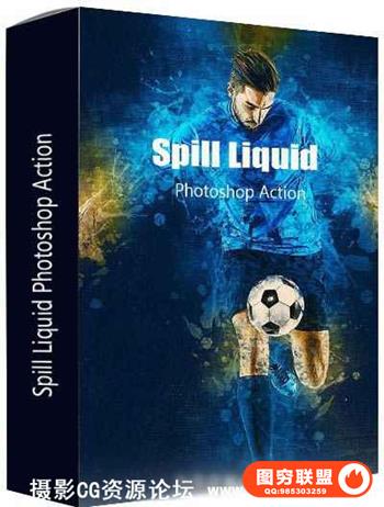 水墨喷溅PS动作Spill Liquid Photoshop Action(附视频教程) l