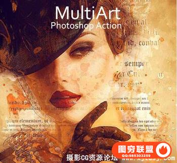 水彩艺术PS图片处理动作 Multi Art Photoshop Action(附视频教程)