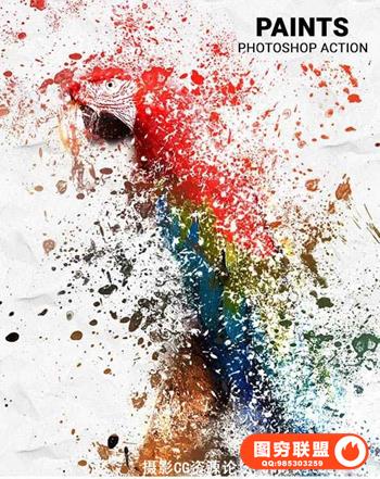 涂料水彩分散动作 Paints Photoshop Action（附教程