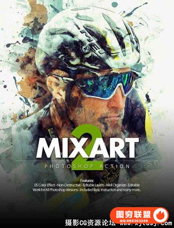 水彩混合艺术2 PS动作 Mixart 2 Photoshop Action(附视频教程)