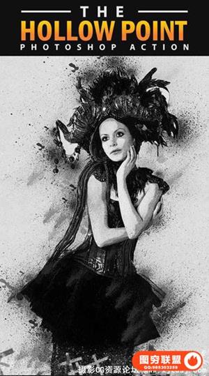 水墨喷溅分散动作 Point Photoshop Action(附图文教程)