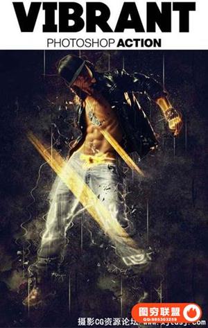 强烈光效PS动作 Vibrant Photoshop Action l