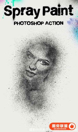 喷墨效果PS动作 Spray Paint Photoshop Action(附视频教程)