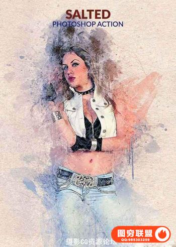 绘画效果PS动作 Salted Photoshop Action(附视频教程)
