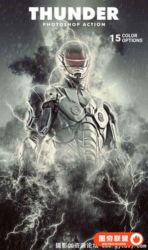 雷电风暴PS动作 Thunder Photoshop Action（附安装说明）