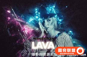 熔岩喷溅PS特效动作 Lava Photoshop Action（附视频教程）