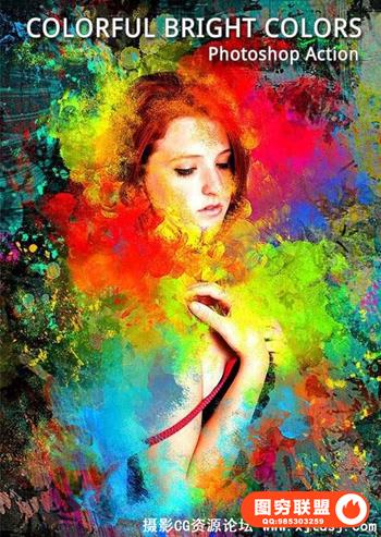亮丽水彩PS动作 Colorful Bright Colors PS Action(附视频教程)