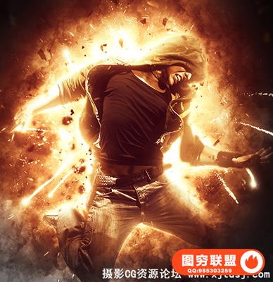 火光爆炸PS动作 Explosion Photoshop Action(附视频教程)