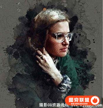 混合水彩PS动作 Mixed Media Photoshop Action(附视频教程)