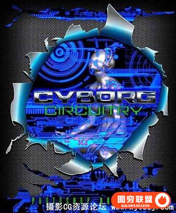 Ron\'s 电子电路PS笔刷 Ron’s Cyborg Circuitry Photosho