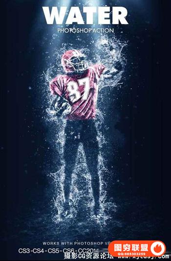 超酷水花缠绕喷溅动作 Water Photoshop Action