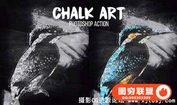 粉笔艺术PS动作 Chalk Art Photoshop Action(附视频教程)