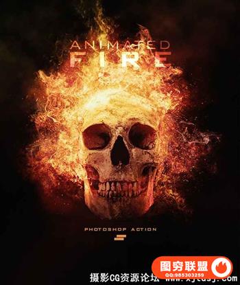 超级GIF火焰PS动作 Gif Animated Fire Photoshop Action（附教程）