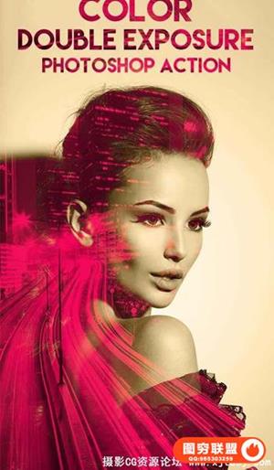 彩色双曝光PS动作 Color Double Exposure PS Action（附教程）l